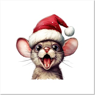 Funny Christmas Mouse Face Posters and Art